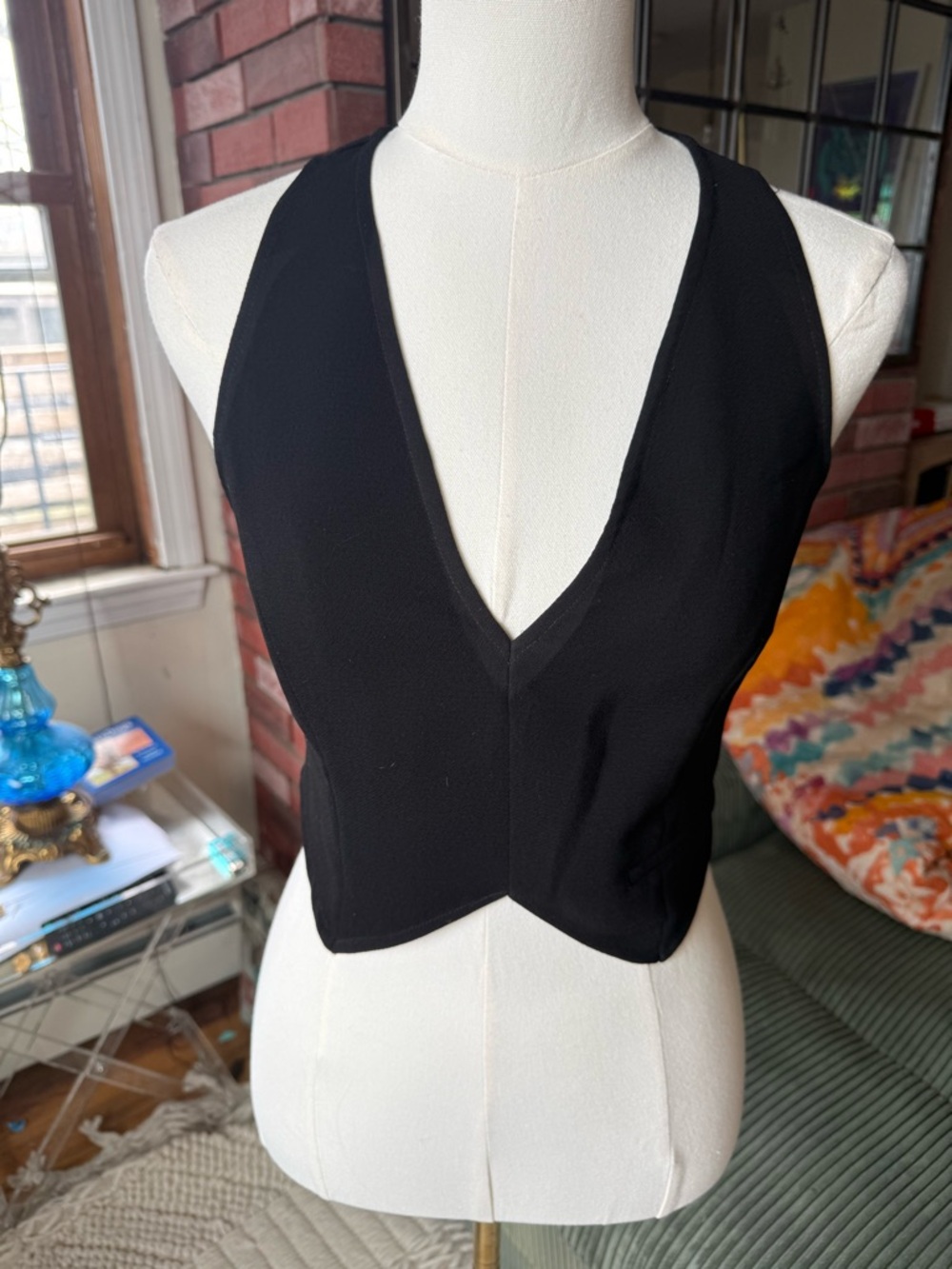 Black Vest Cropped Tank Top